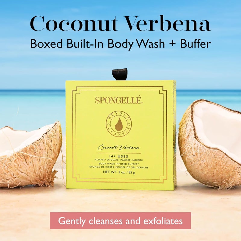 SPONGELLÉ Spongelle Coconut Verbena Wild Flower Buffer Body Scrubber with Box | Bath & Shower Loofah for Women | Exfoliator with Body Wash Infused | 14+ uses - Image 2